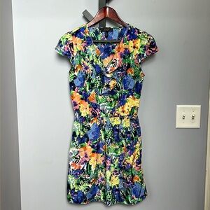 Jessica Simpson-Colorful Ruffle V-Neck Dress